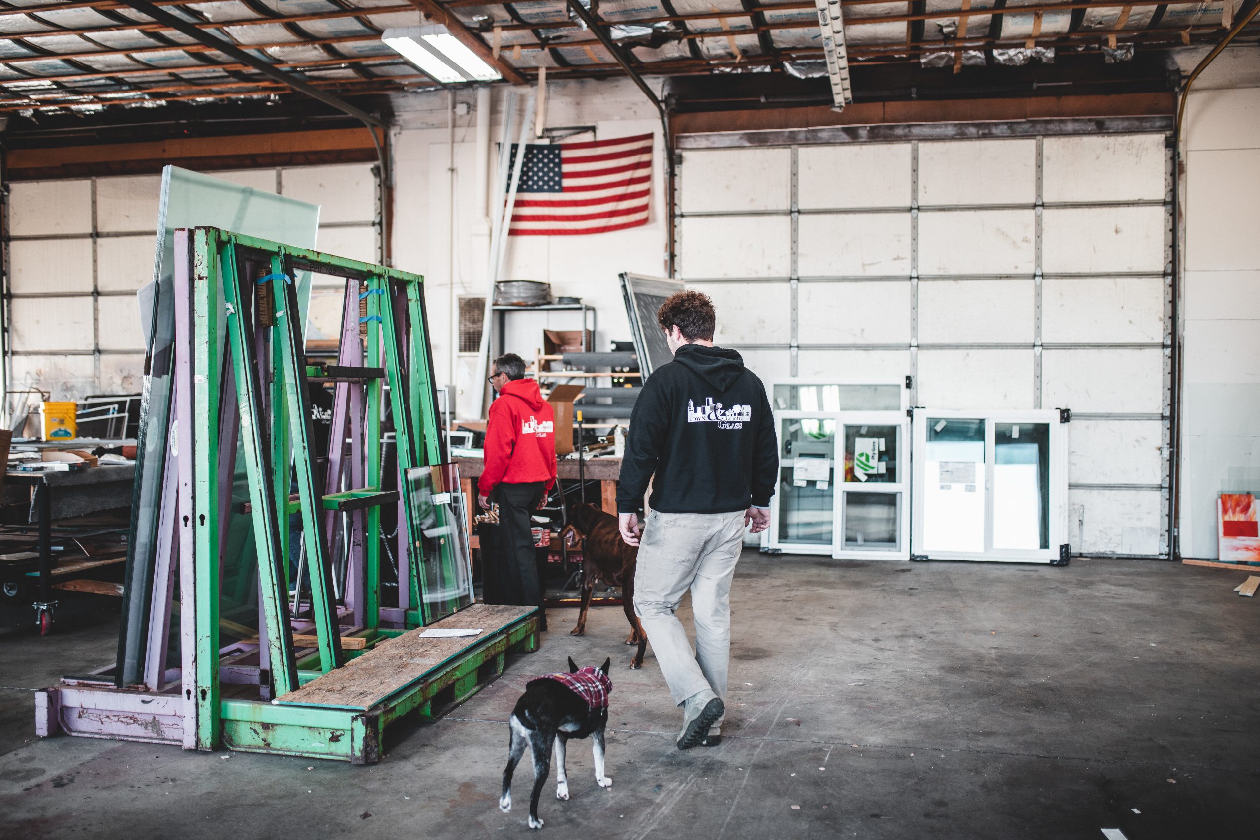 The Forest Grove window screen repair crew at work in our glass shop