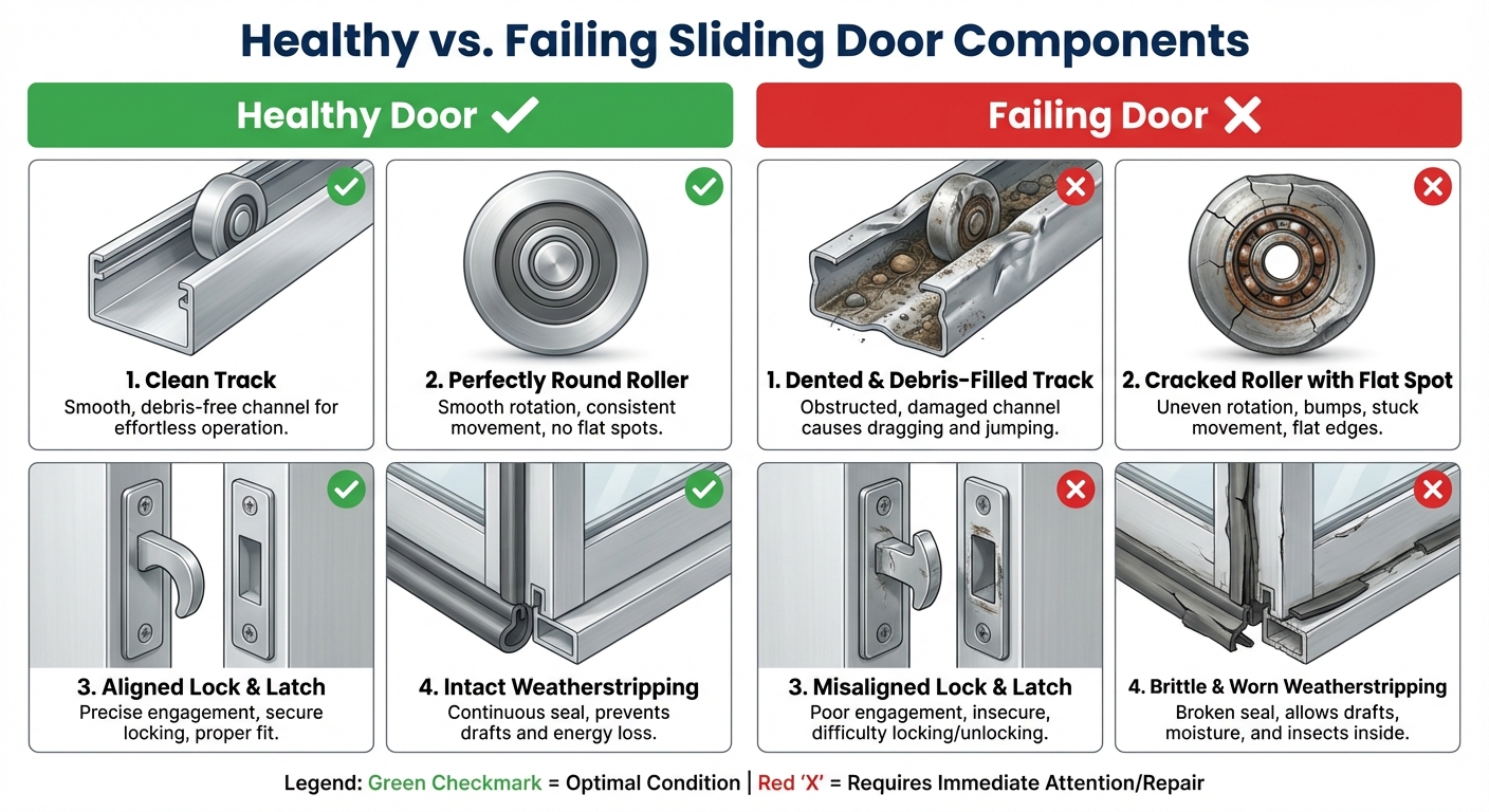 Healthy vs. Failing Sliding Door Components