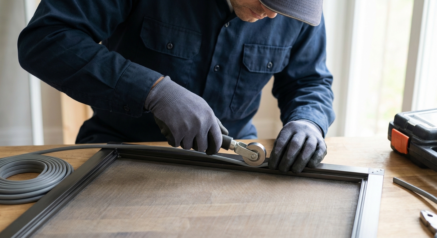 Professional Installing a Window Screen